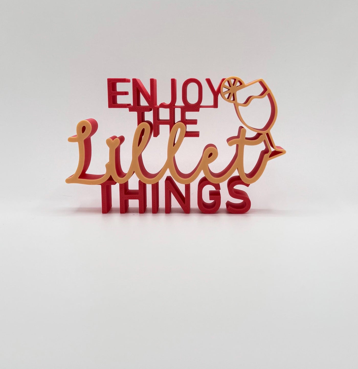 3D Printed Standing Sign Enjoy Lillet Things Funny Word Art for Bar Cart Cocktail Lover Gift Home Bar Decor Unique Lettering Shelf Décor