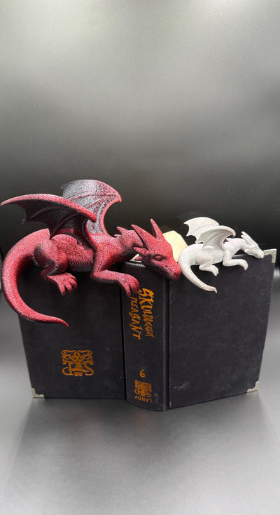 3D Printed Sleeping Bookshelf Dragon Fourth Wing Empyrean Series Inspired Book Nook Decor Bookish Gift Cute Dragon Figurine for Readers
