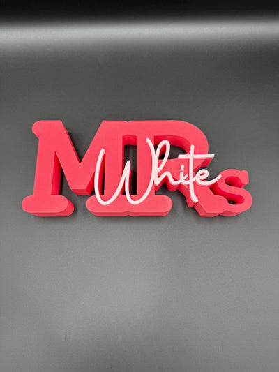 Personalized Teacher Name Plate: Custom 3D Printed Classroom Decor, Teacher appreciation gift
