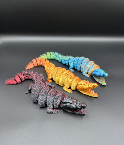 3D Printed Articulated Crocodile – Flexible Poseable Fidget Toy, Realistic Crocodile Figurine, Desk Decoration & Unique Gift for Animal Love