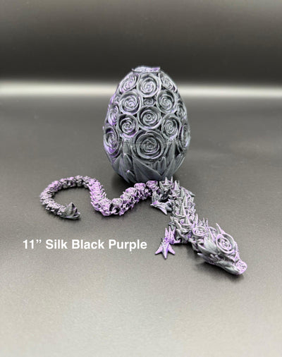3D Printed Articulated Rose Dragon and Egg: Fantasy Figurine, Collectible & Sensory Toy, Bookshelf and Desk Decor, Toddler Room Decor