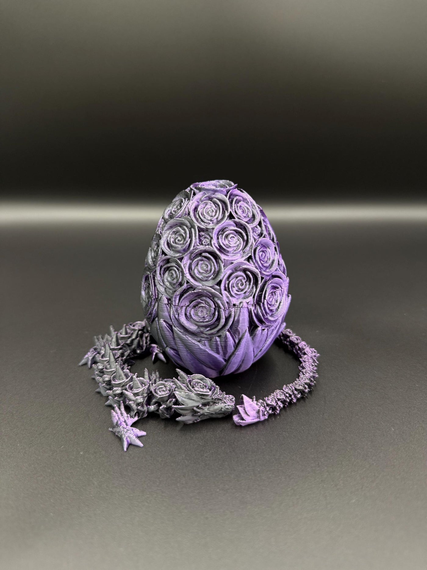3D Printed Articulated Rose Dragon and Egg: Fantasy Figurine, Collectible & Sensory Toy, Bookshelf and Desk Decor, Toddler Room Decor