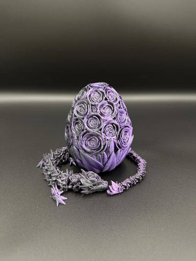 3D Printed Articulated Rose Dragon and Egg: Fantasy Figurine, Collectible & Sensory Toy, Bookshelf and Desk Decor, Toddler Room Decor