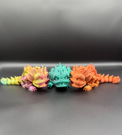 3D Printed Articulated Chinese Kirin Lion Poseable Mythical Beast Figurine, Fantasy Fidget Toy, Desk & Bookshelf Decor, Gift for Collectors