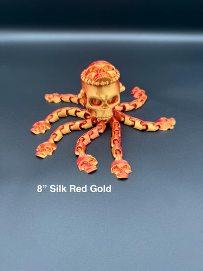 3D Printed Articulated Octopus Skull – Unique Poseable Figurine, Desk Toy & Gothic Home Décor, Bookshelf decor, desk toy, Halloween Decor