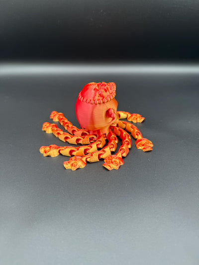 3D Printed Articulated Octopus Skull – Unique Poseable Figurine, Desk Toy & Gothic Home Décor, Bookshelf decor, desk toy, Halloween Decor