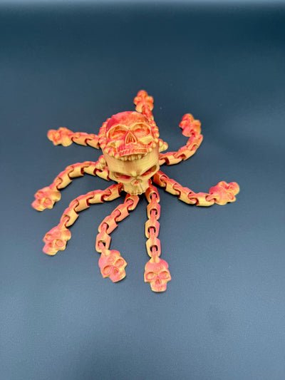 3D Printed Articulated Octopus Skull – Unique Poseable Figurine, Desk Toy & Gothic Home Décor, Bookshelf decor, desk toy, Halloween Decor
