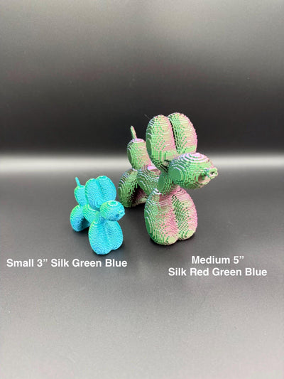 3D Printed Pixel Puppy Balloon Dog: Modern Desk Decor, Gamer Gift, Stocking Stuffer