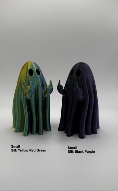 3D Printed Rude Ghost Figurine – Funny Middle Finger Ghost Decor, Spooky Desk Toy, Halloween Gag Gift for Goth & Dark Humor Fans