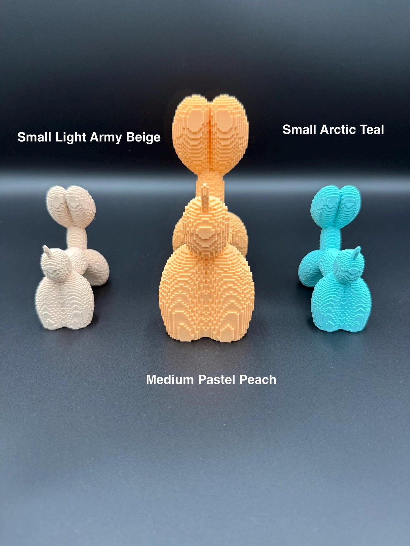 3D Printed Pixel Puppy Balloon Dog: Modern Art Desk Decor, Gamer Gift