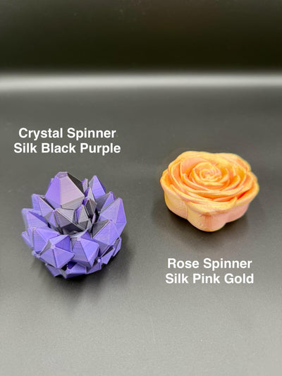 3D Printed Rose and Crystal Spinners Fidget-Transformable Stress Relief Toy, Colorful Gradient, Sensory Toy Birthday Gift Toddler Kids