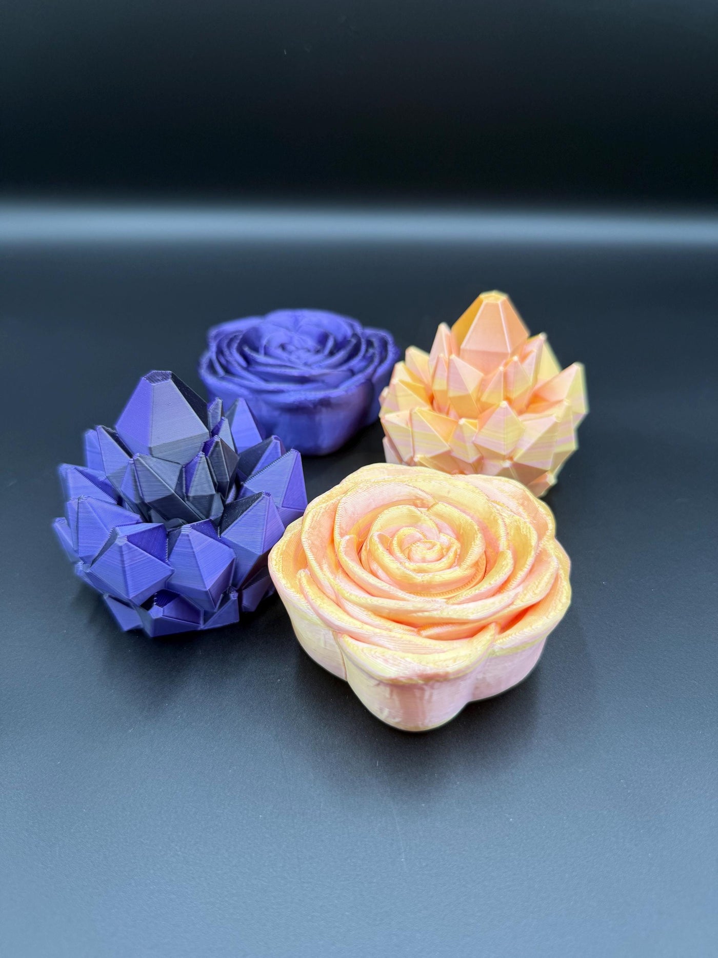 3D Printed Rose and Crystal Spinners Fidget-Transformable Stress Relief Toy, Colorful Gradient, Sensory Toy Birthday Gift Toddler Kids