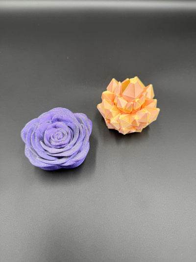 3D Printed Rose and Crystal Spinners Fidget-Transformable Stress Relief Toy, Colorful Gradient, Sensory Toy Birthday Gift Toddler Kids