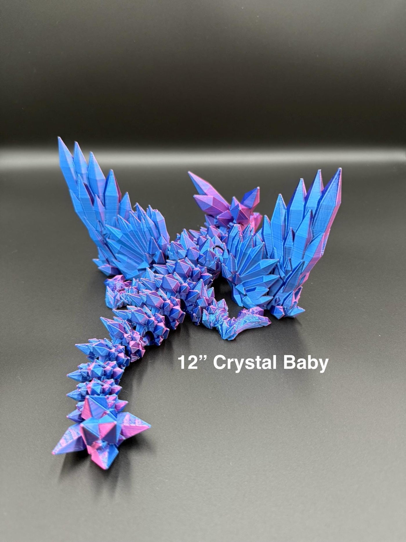 3D Printed Articulated Crystal Dragon with Wings : Fantasy Figurine, Collectible Toy & Desktop Decor, Bookshelf Decor, Toddler Gift, Sensory