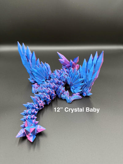 3D Printed Articulated Crystal Dragon with Wings : Fantasy Figurine, Collectible Toy & Desktop Decor, Bookshelf Decor, Toddler Gift, Sensory