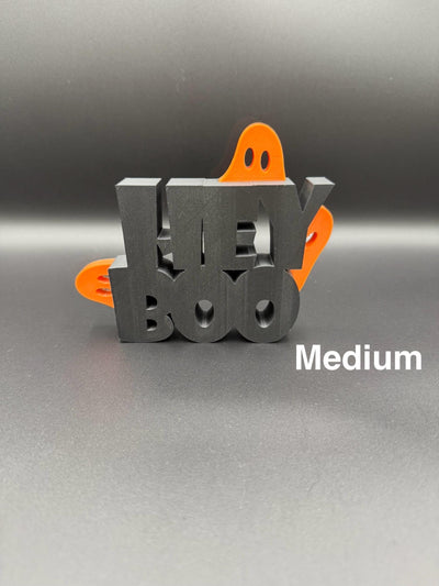 3D Printed Halloween Hey Boo Sign – Cute Standing Decoration, Spooky Shelf and Table Décor, Modern Fall Party Centerpiece, Boo Sign Gift