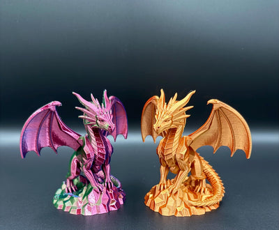3D Printed Twilight Dragon Statue: Fantasy Desk & Bookshelf Decor