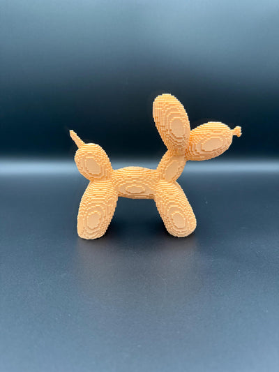 3D Printed Pixel Puppy Balloon Dog: Modern Art Desk Decor, Gamer Gift