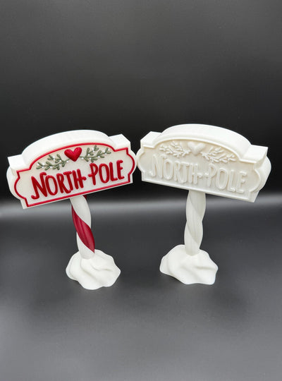 3D Printed North Pole Sign: Holiday Shelf Decor Christmas village accessory