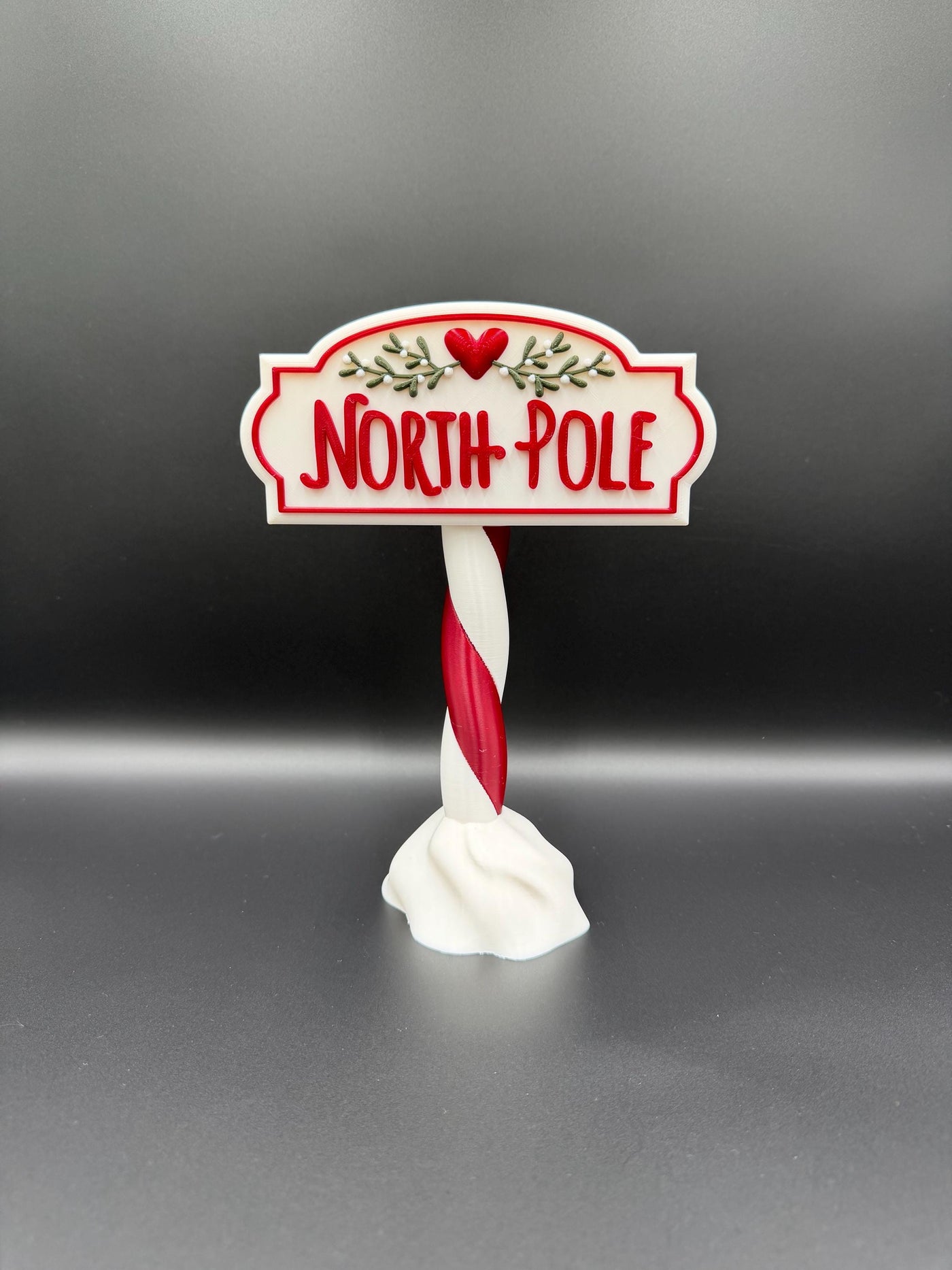 3D Printed North Pole Sign: Holiday Shelf Decor Christmas village accessory