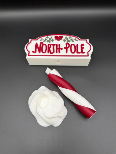 3D Printed North Pole Sign: Holiday Shelf Decor Christmas village accessory
