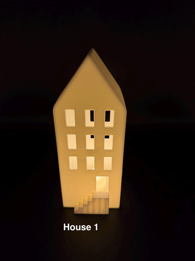 3D Printed Winter Village LED Tea Light Houses: Christmas Mantel Decor Holiday shelf decor