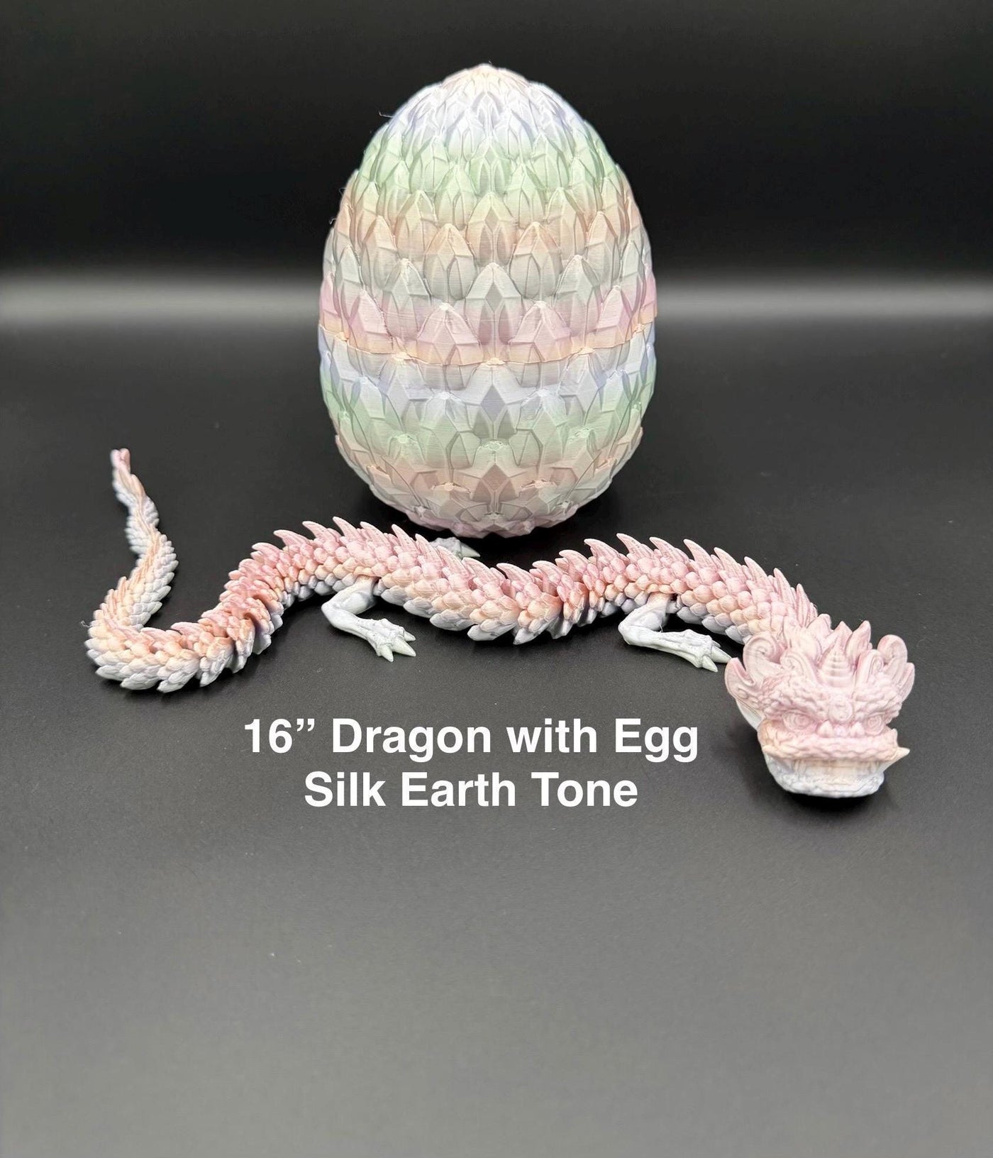 3D Printed Articulated Chinese NEW YEAR Dragon with Egg lunar bookshelf and festival decor