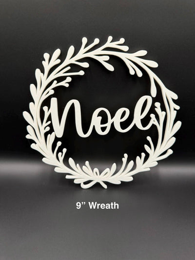 3D Printed “Noel” Christmas Wreath Modern Holiday Door Decor Minimalist Winter Wall Hanging Neutral Christmas Decoration Holiday Mantel