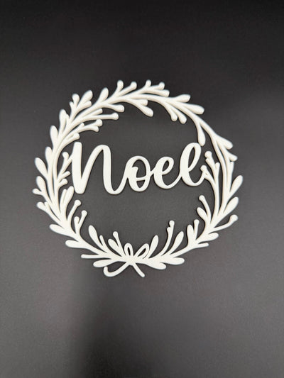 3D Printed “Noel” Christmas Wreath Modern Holiday Door Decor Minimalist Winter Wall Hanging Neutral Christmas Decoration Holiday Mantel