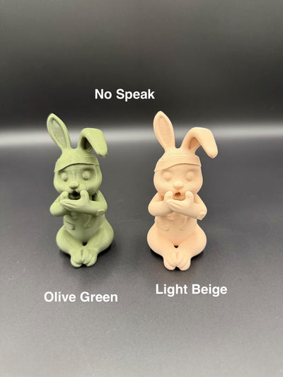 3D Printed Evil Bunny Trio No Speak No See No Hear Bunnies Creepy Decor Shelf Figurines Funny gift