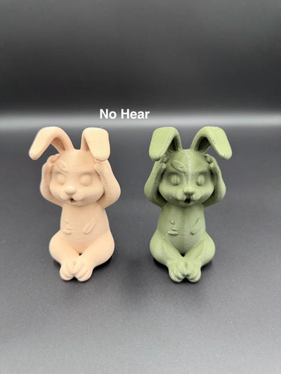 3D Printed Evil Bunny Trio No Speak No See No Hear Bunnies Creepy Decor Shelf Figurines Funny gift