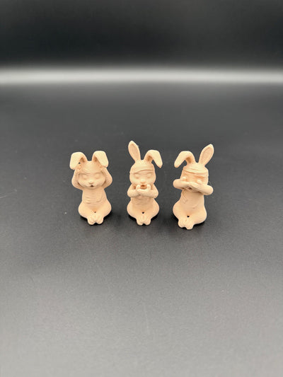 3D Printed Evil Bunny Trio No Speak No See No Hear Bunnies Creepy Decor Shelf Figurines Funny gift