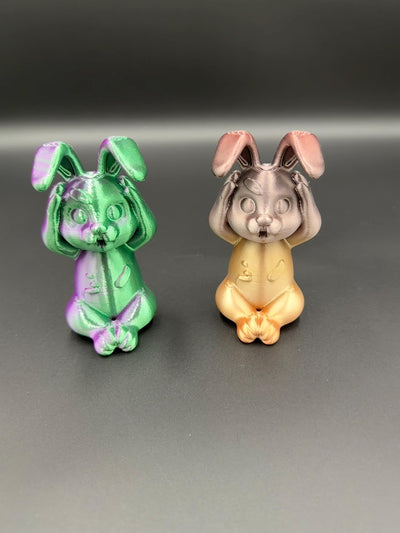 3D Printed Evil Bunny Trio No Speak No See No Hear Bunnies Creepy Decor Shelf Figurines Funny gift
