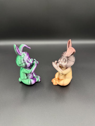 3D Printed Evil Bunny Trio No Speak No See No Hear Bunnies Creepy Decor Shelf Figurines Funny gift