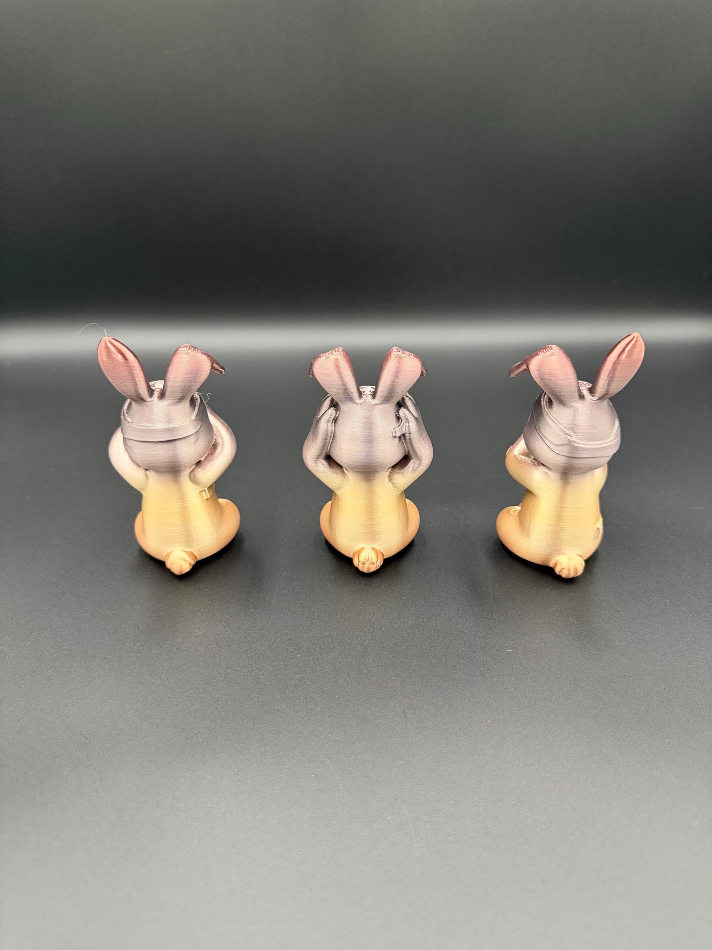 3D Printed Evil Bunny Trio No Speak No See No Hear Bunnies Creepy Decor Shelf Figurines Funny gift