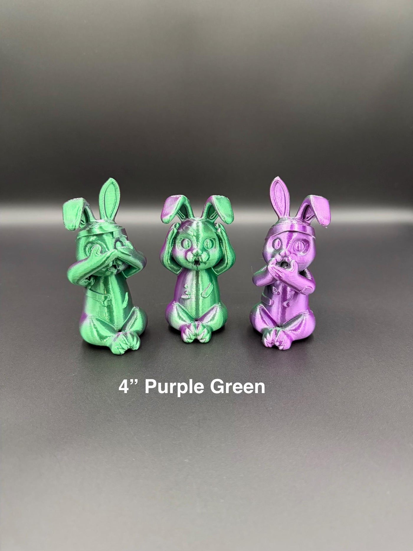 3D Printed Evil Bunny Trio No Speak No See No Hear Bunnies Creepy Decor Shelf Figurines Funny gift