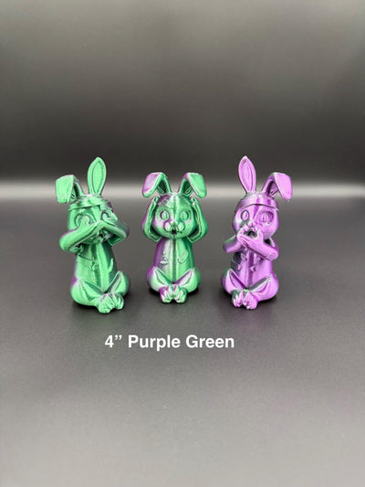 3D Printed Evil Bunny Trio No Speak No See No Hear Bunnies Creepy Decor Shelf Figurines Funny gift