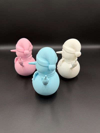 3D Printed Rude Snowman Funny Middle Finger Snowman Offensive Christmas Figurine Naughty Adult Humor Xmas Decoration Desk Gag