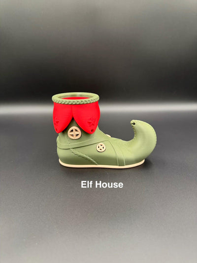 3D Printed Santa’s Helper Elf Shoe House & Elf Shoe Decor Christmas Shelf Display North Pole Village Festive Home Decoration
