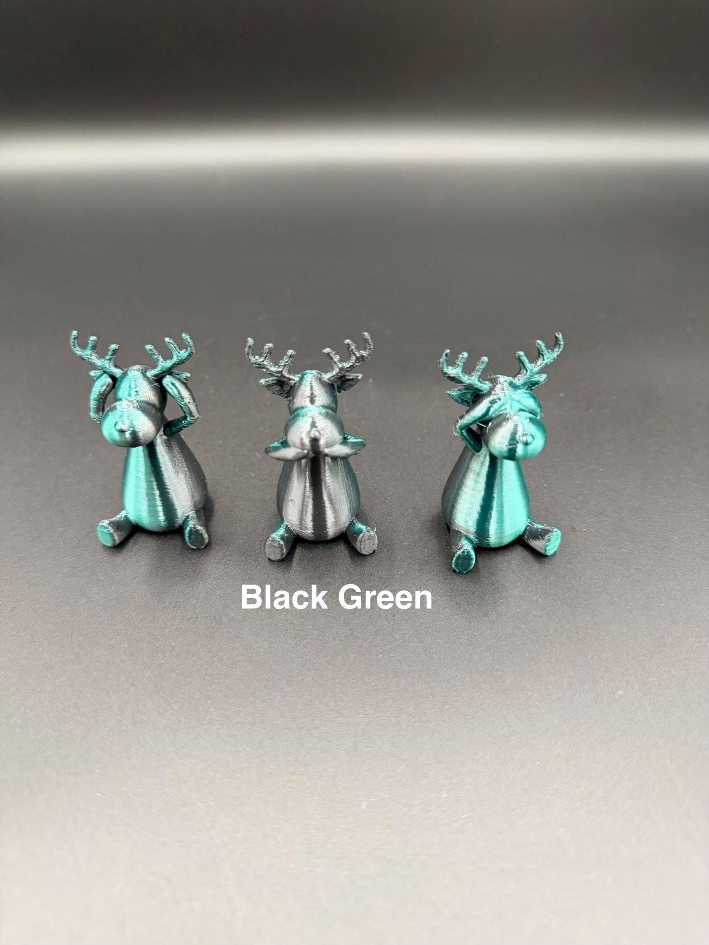 Christmas Reindeer Trio | See No Speak No Hear Figurines | Shelf & Mantel Decor