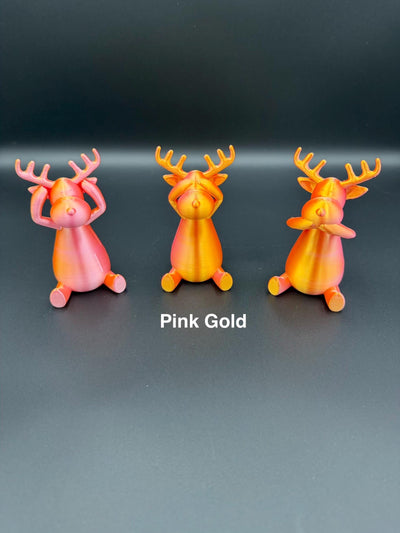 Christmas Reindeer Trio | See No Speak No Hear Figurines | Shelf & Mantel Decor