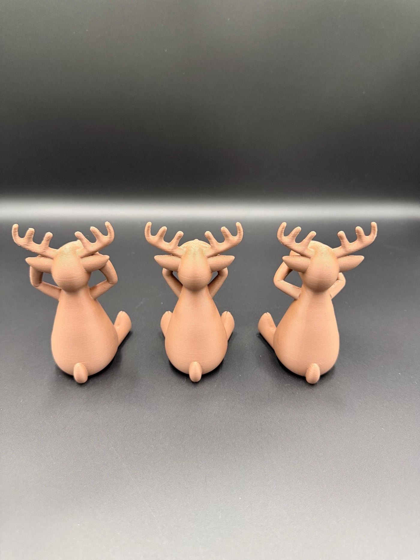 3D Printed Reindeer Trio See No Evil Speak No Evil Hear No Evil Christmas Figurines Cute Holiday Shelf Decor Reindeer Decoration Set