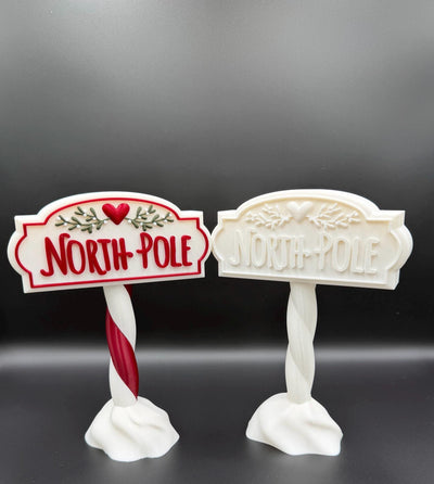 3D Printed North Pole Sign: Holiday Shelf Decor Christmas village accessory