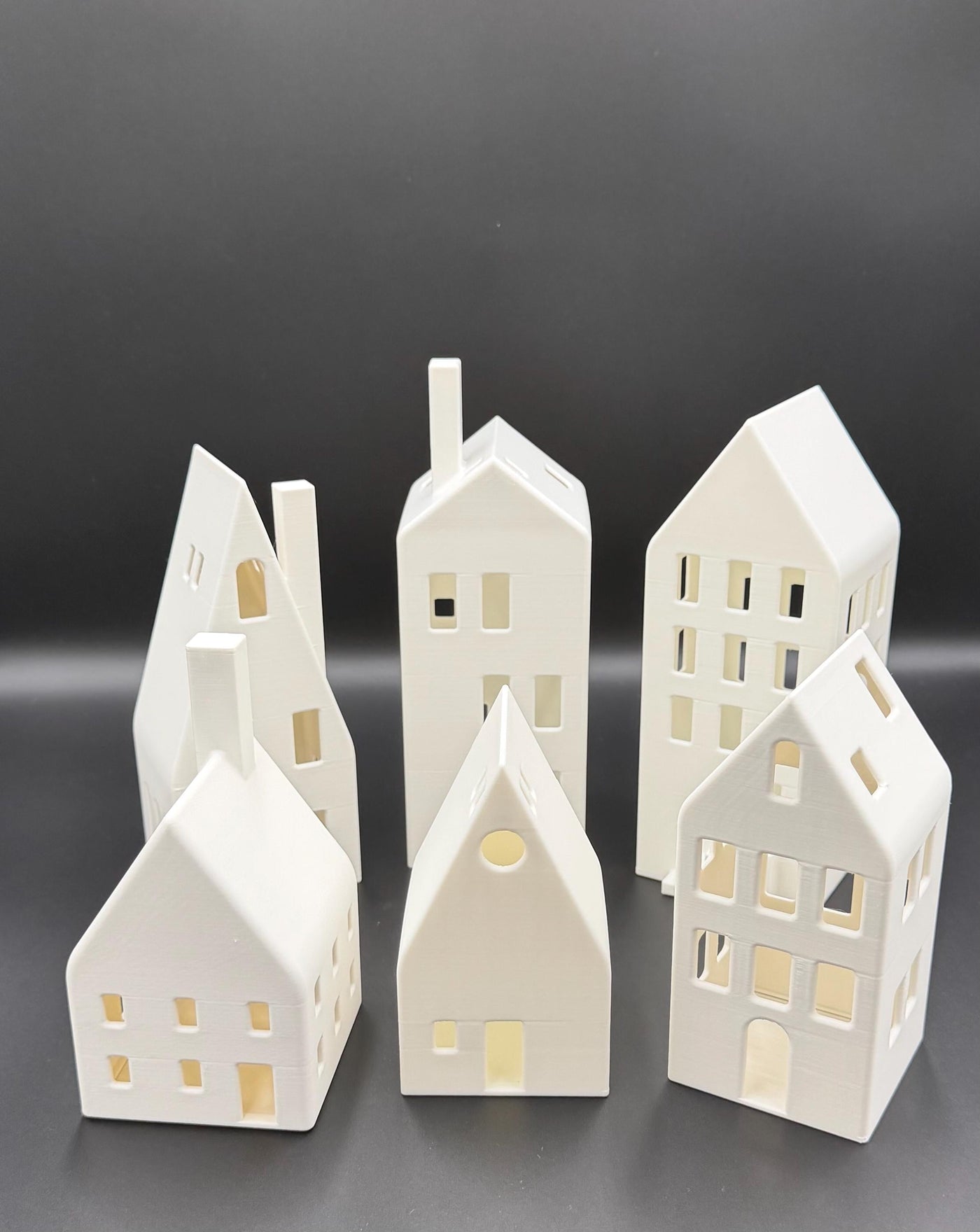 3D Printed Winter Village LED Tea Light Houses: Christmas Mantel Decor Holiday shelf decor