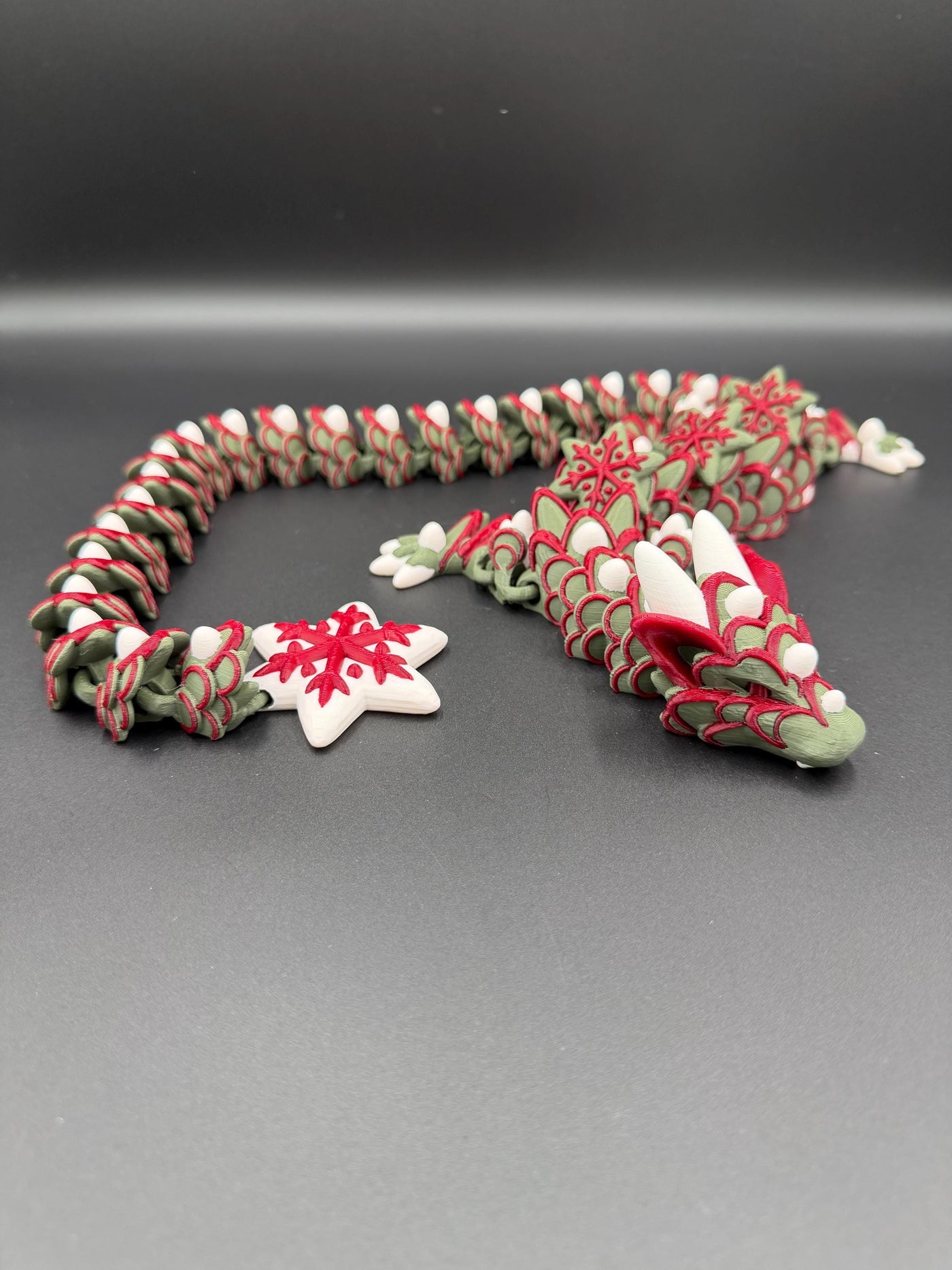 Articulated Gingerbread Dragon 3D Printed Cookie Dragon Holiday Fidget Toy Christmas Gift Stocking Stuffer