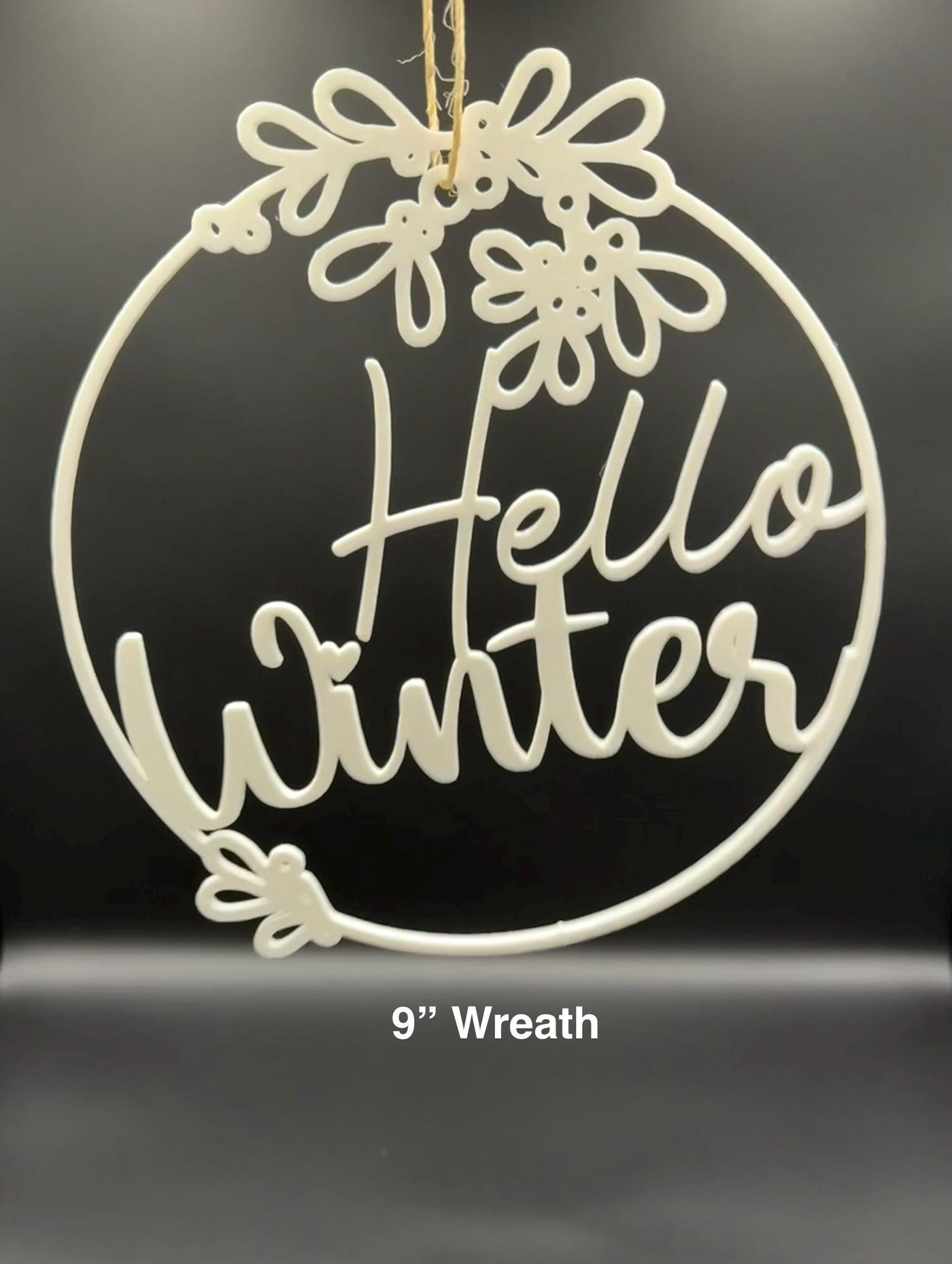 3D Printed “Hello Winter” Wreath Winter Door Sign Modern Seasonal Wall Decor Neutral Cozy Winter Decoration Front Door Hanging Cozy
