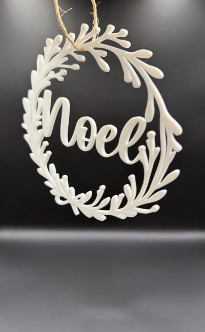 3D Printed “Noel” Christmas Wreath Modern Holiday Door Decor Minimalist Winter Wall Hanging Neutral Christmas Decoration Holiday Mantel