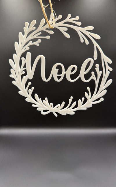 3D Printed “Noel” Christmas Wreath Modern Holiday Door Decor Minimalist Winter Wall Hanging Neutral Christmas Decoration Holiday Mantel