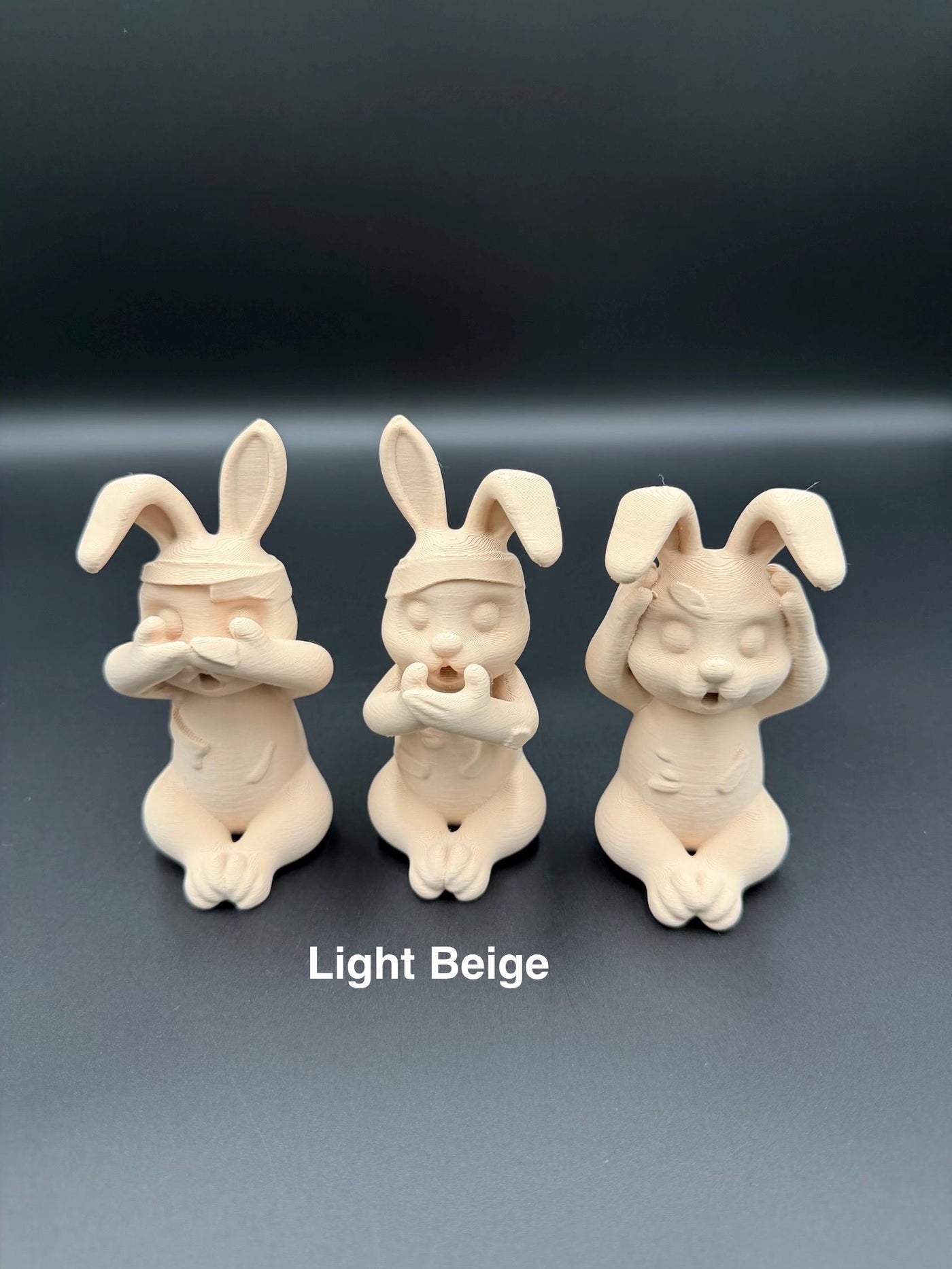 3D Printed Evil Bunny Trio No Speak No See No Hear Bunnies Creepy Decor Shelf Figurines Funny gift