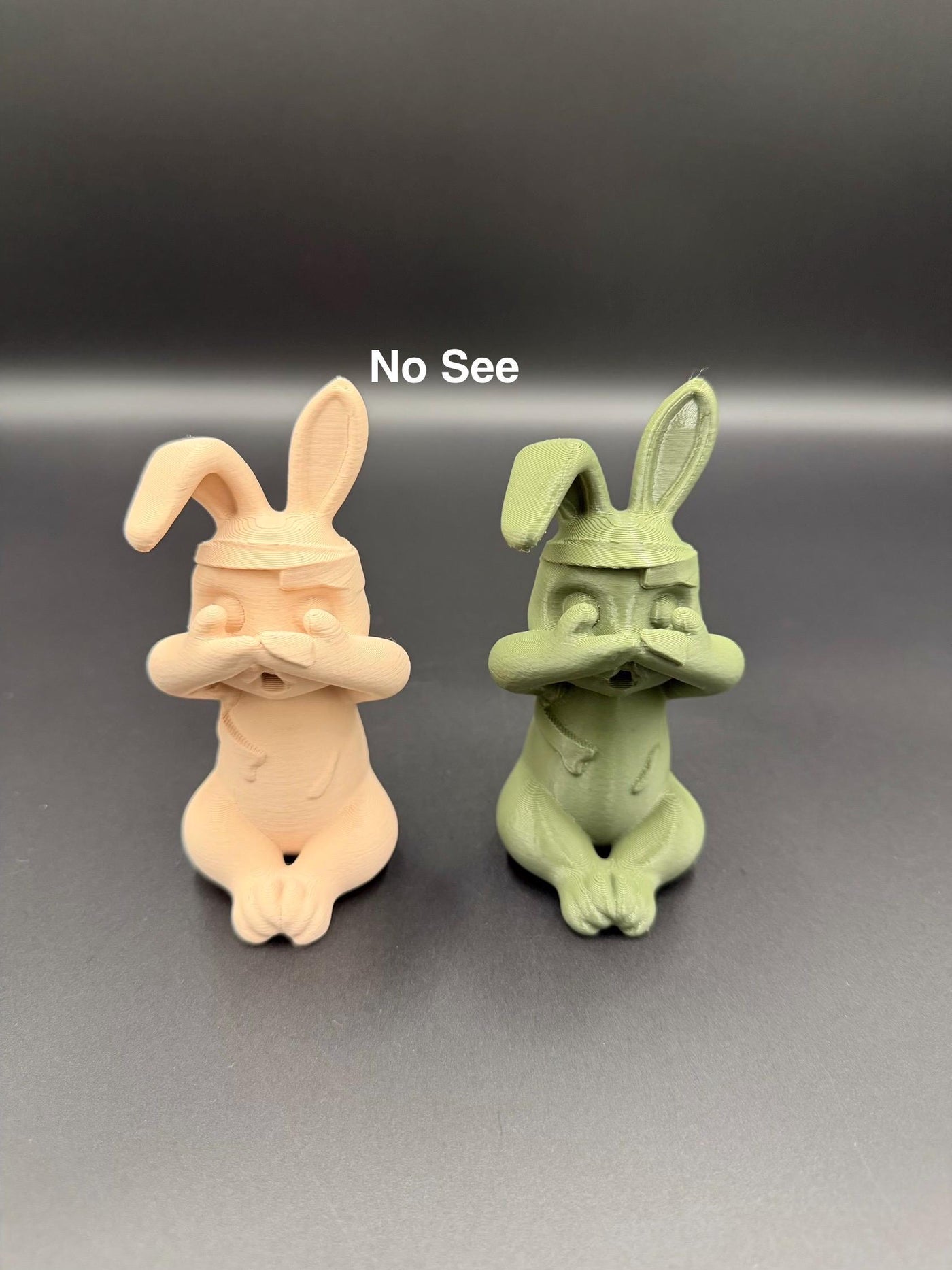 3D Printed Evil Bunny Trio No Speak No See No Hear Bunnies Creepy Decor Shelf Figurines Funny gift